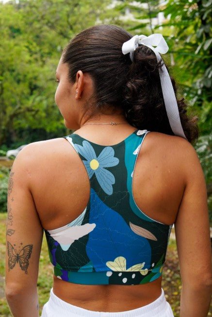 Top doble faz Verde Oscuro/Flores