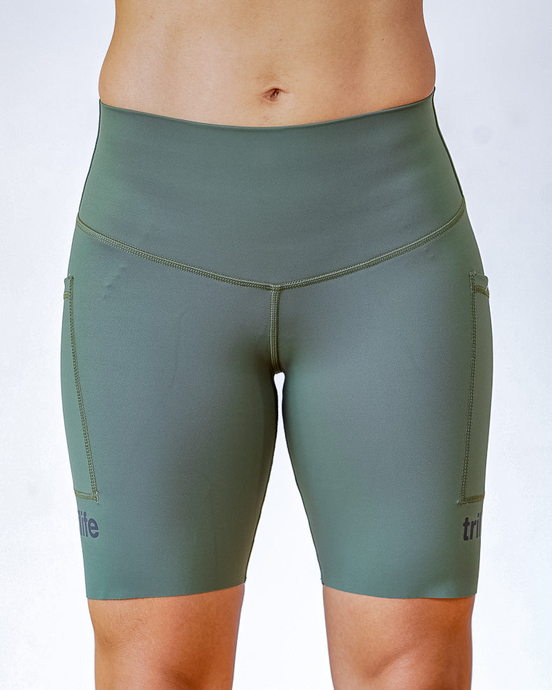 Biker Mujer Sin costuras Verde Militar