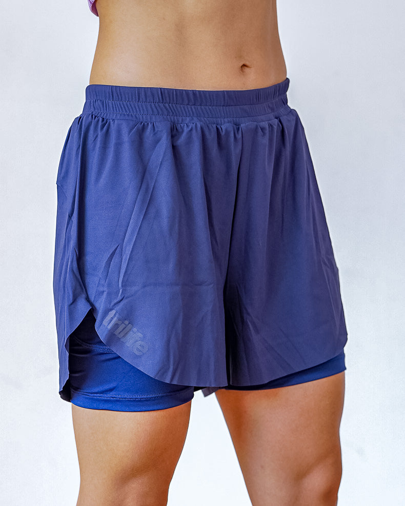 Short Mujer Sin Costuras Azul oscura con Licra