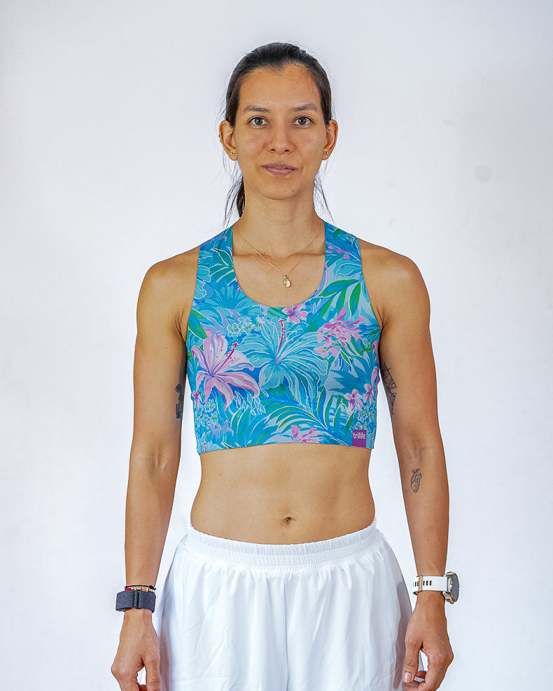 Top doble faz SIN costuras Tropical Azul